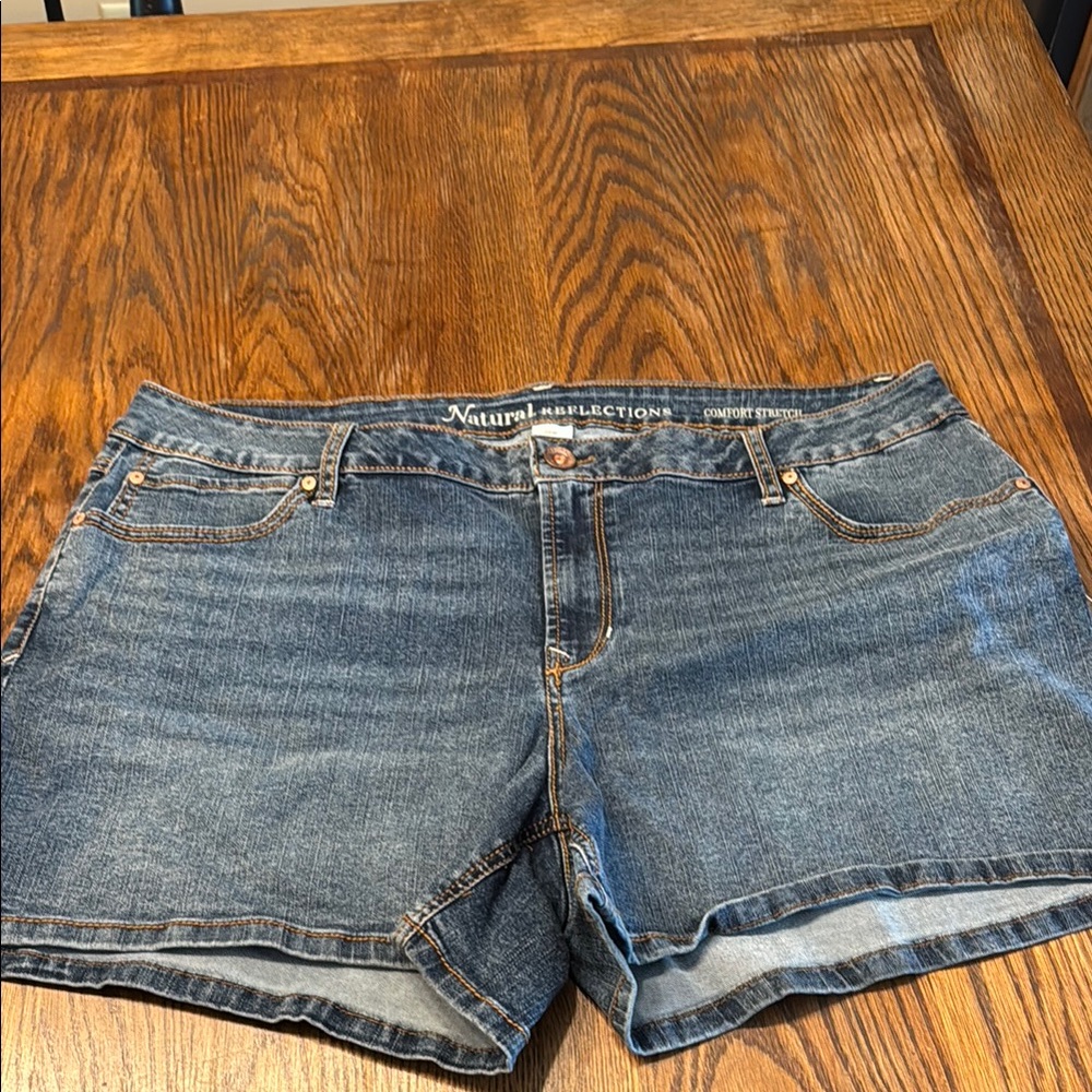 Natural Reflections Blue Jean Shorts with Cuffed Hem
